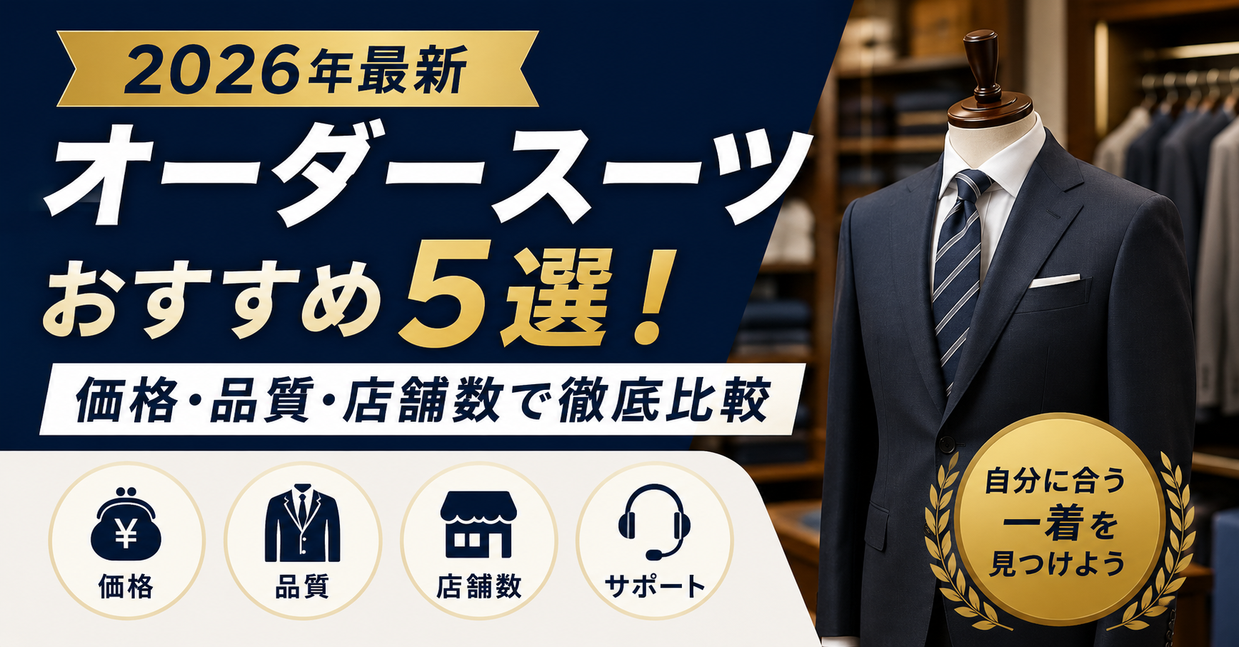 オーダースーツ専門店おすすめ５選記事アイキャッチ画像